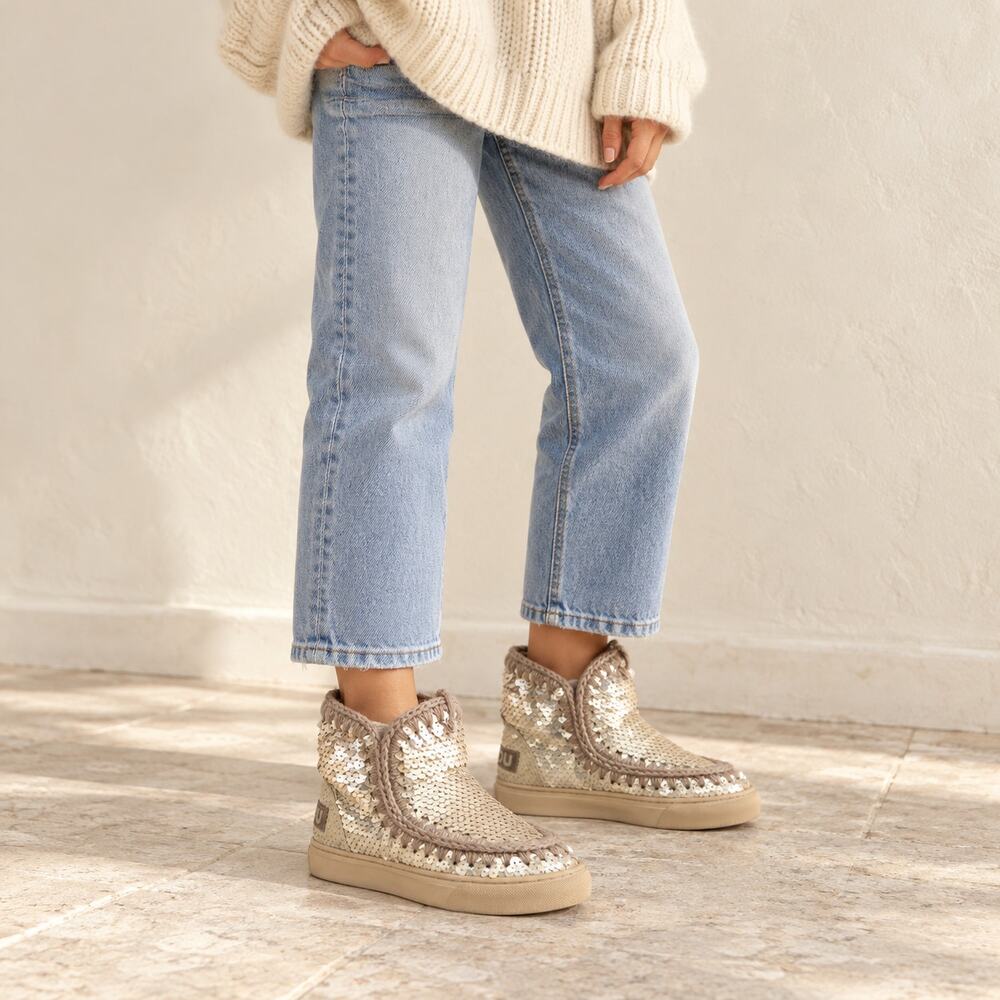 Mou Summer Eskimo Sneaker All Sequins Ankle Boots EU 35 NWOT